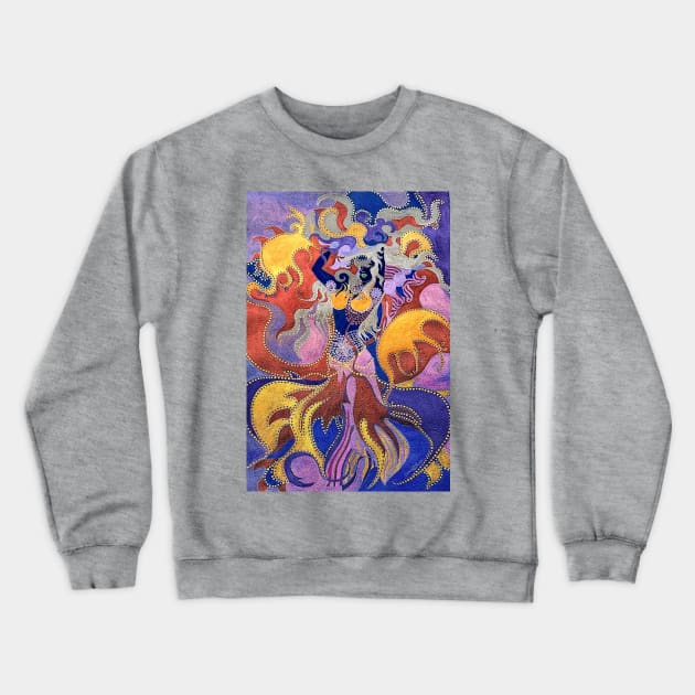 Dancing Rainbow Mermaid Painting Crewneck Sweatshirt by Minxylynx4